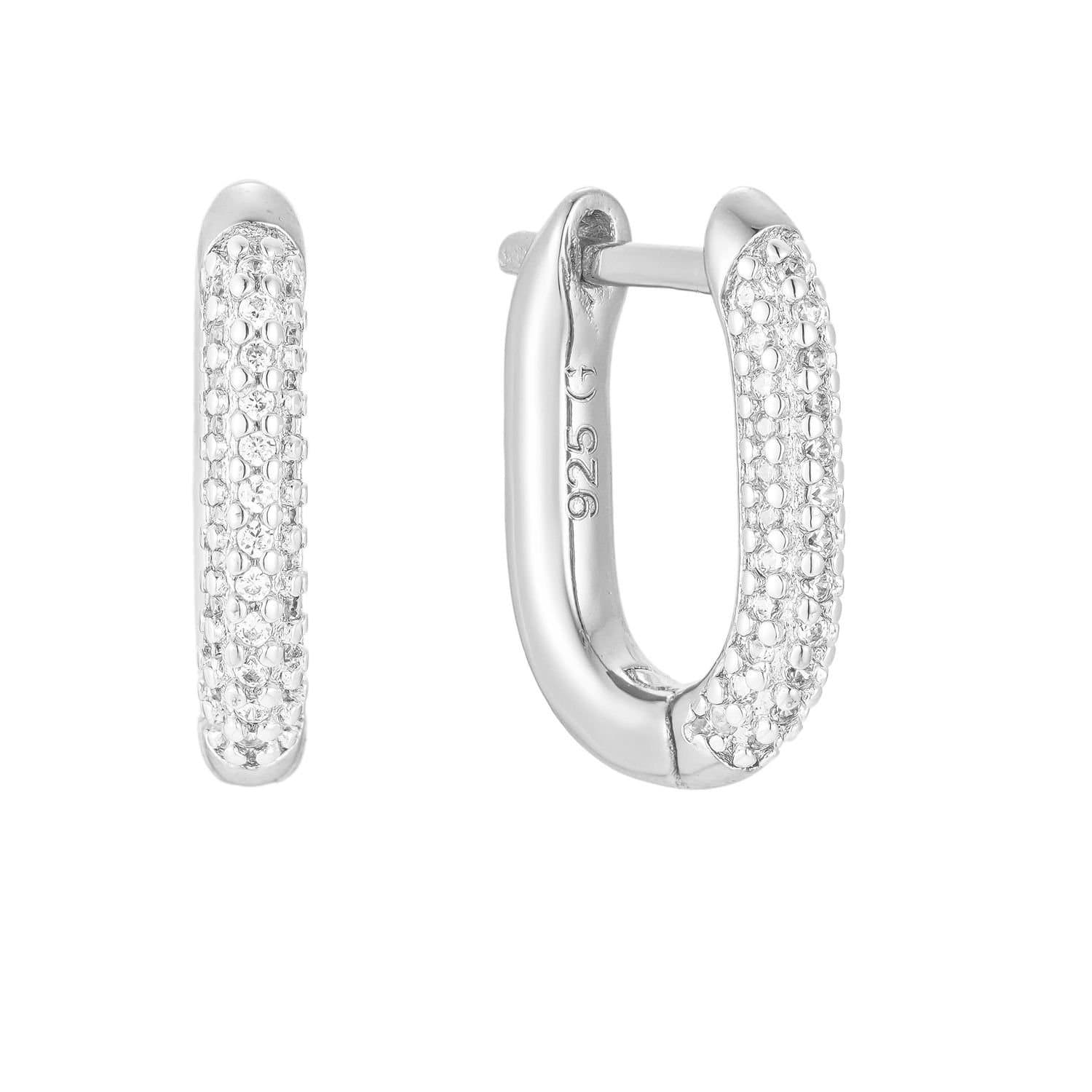 Gold Trip Gold Trip Women's Crystal U Hoop Earrings in Silver