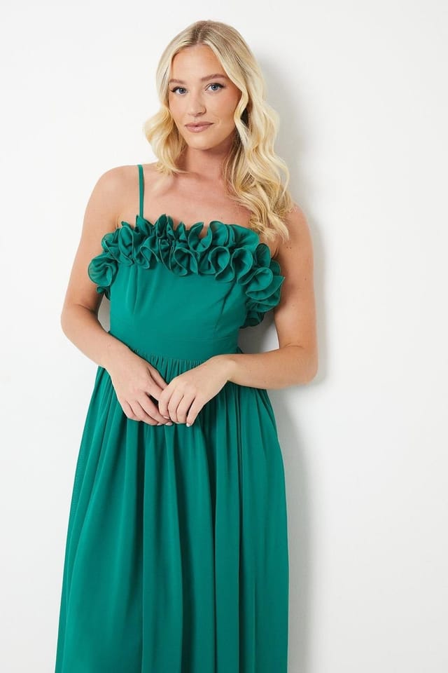 Debut London Debut London Women's by Coast Ruffle Detail Midi Dress in Green - 2