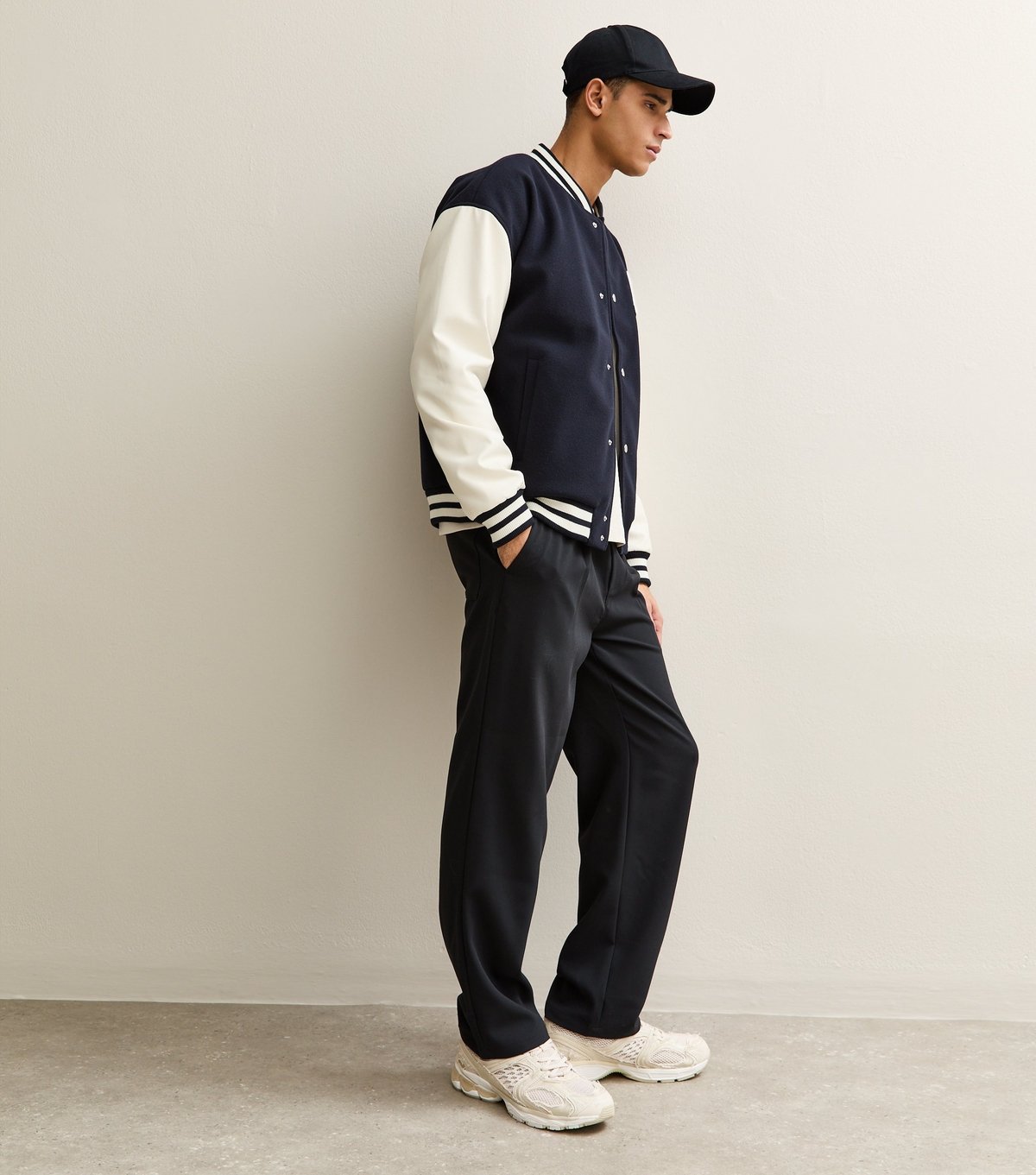 New Look Men's Navy Relaxed Varsity Jacket New Look - 2