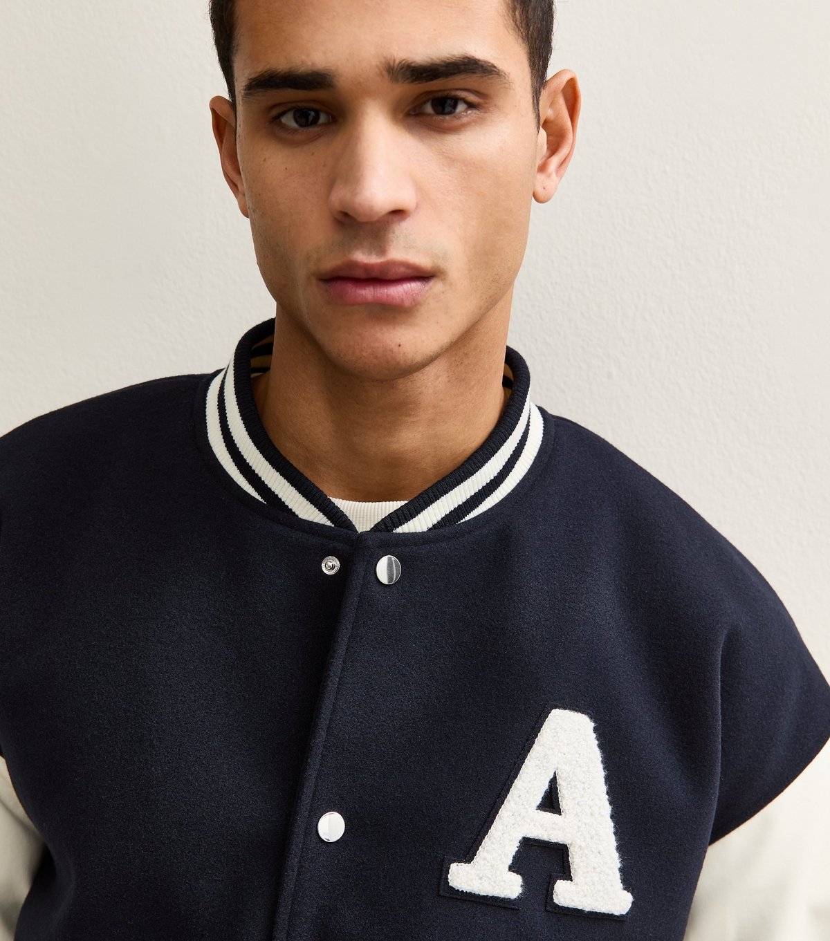 New Look Men's Navy Relaxed Varsity Jacket New Look - 3