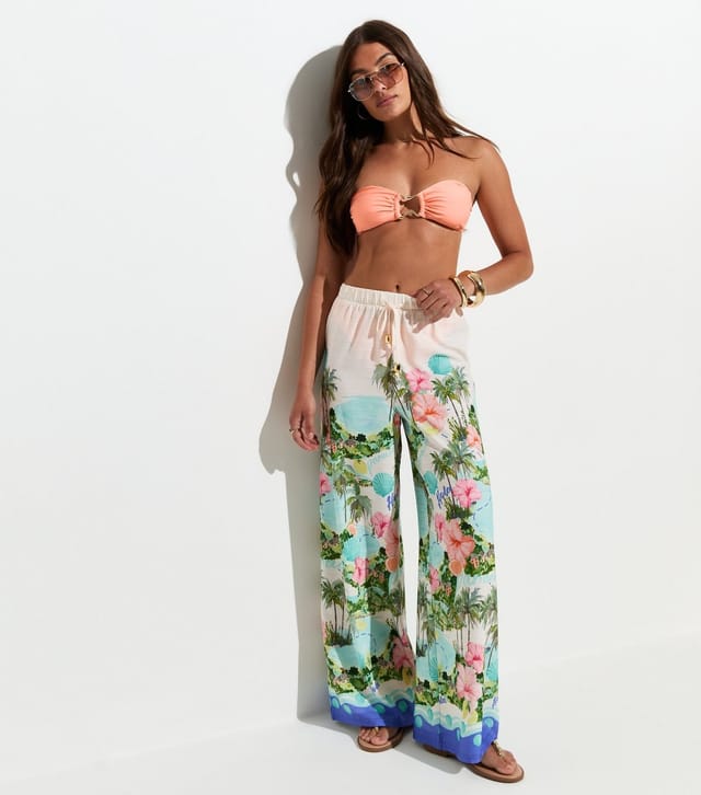 New Look Women's Coral Abstract Ring Bandeau Bikini Top New Look - 2