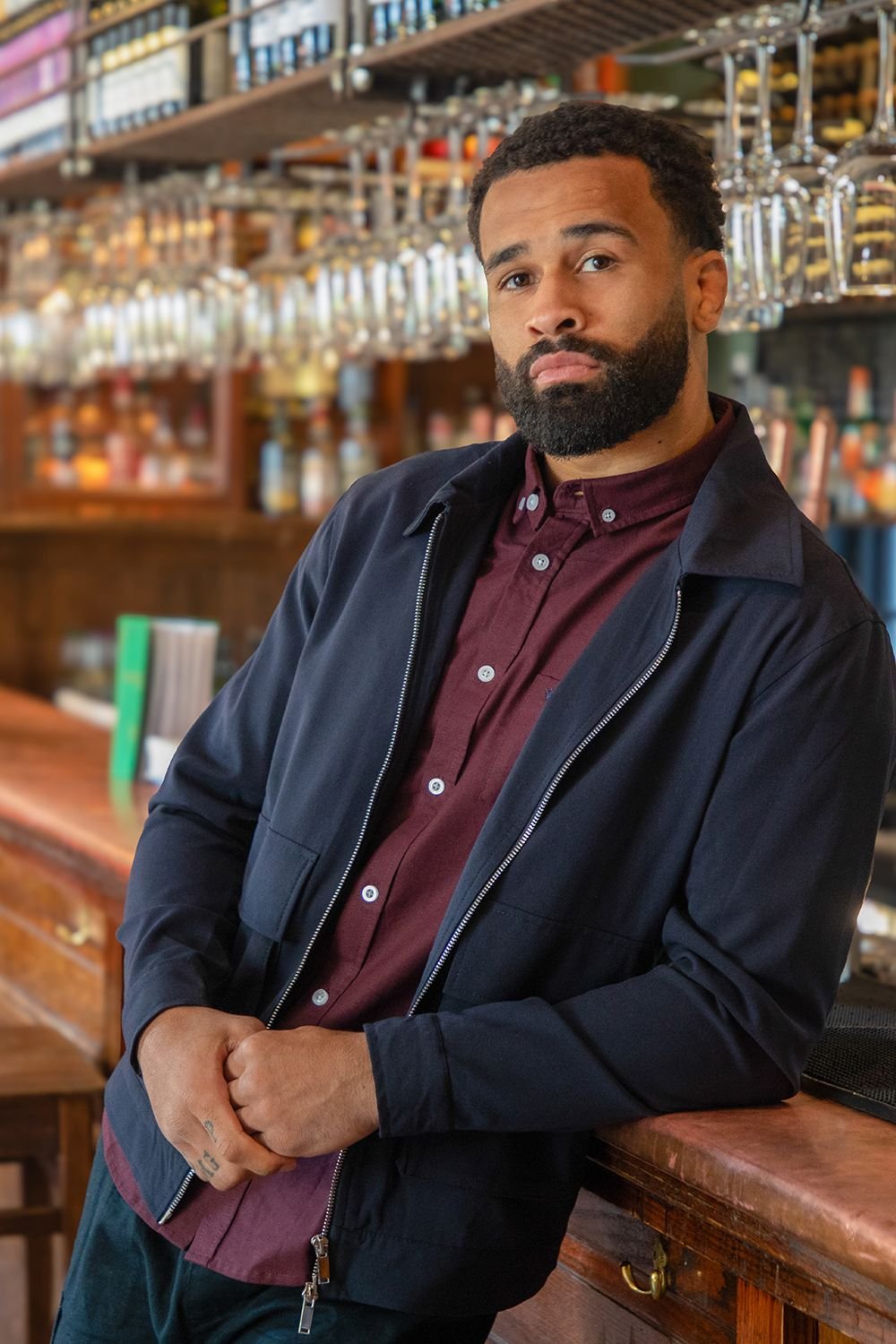 Brave Soul Brave Soul Men's Patch Pocket Harrington Jacket in Navy - 2