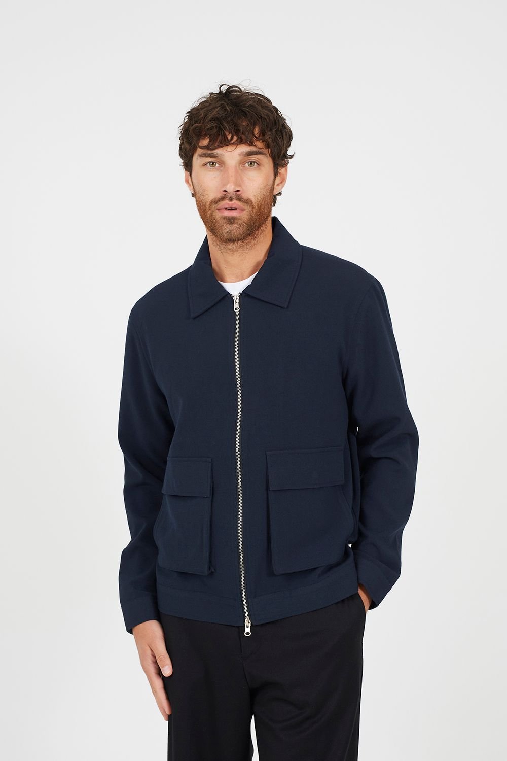 Brave Soul Brave Soul Men's Patch Pocket Harrington Jacket in Navy - 3
