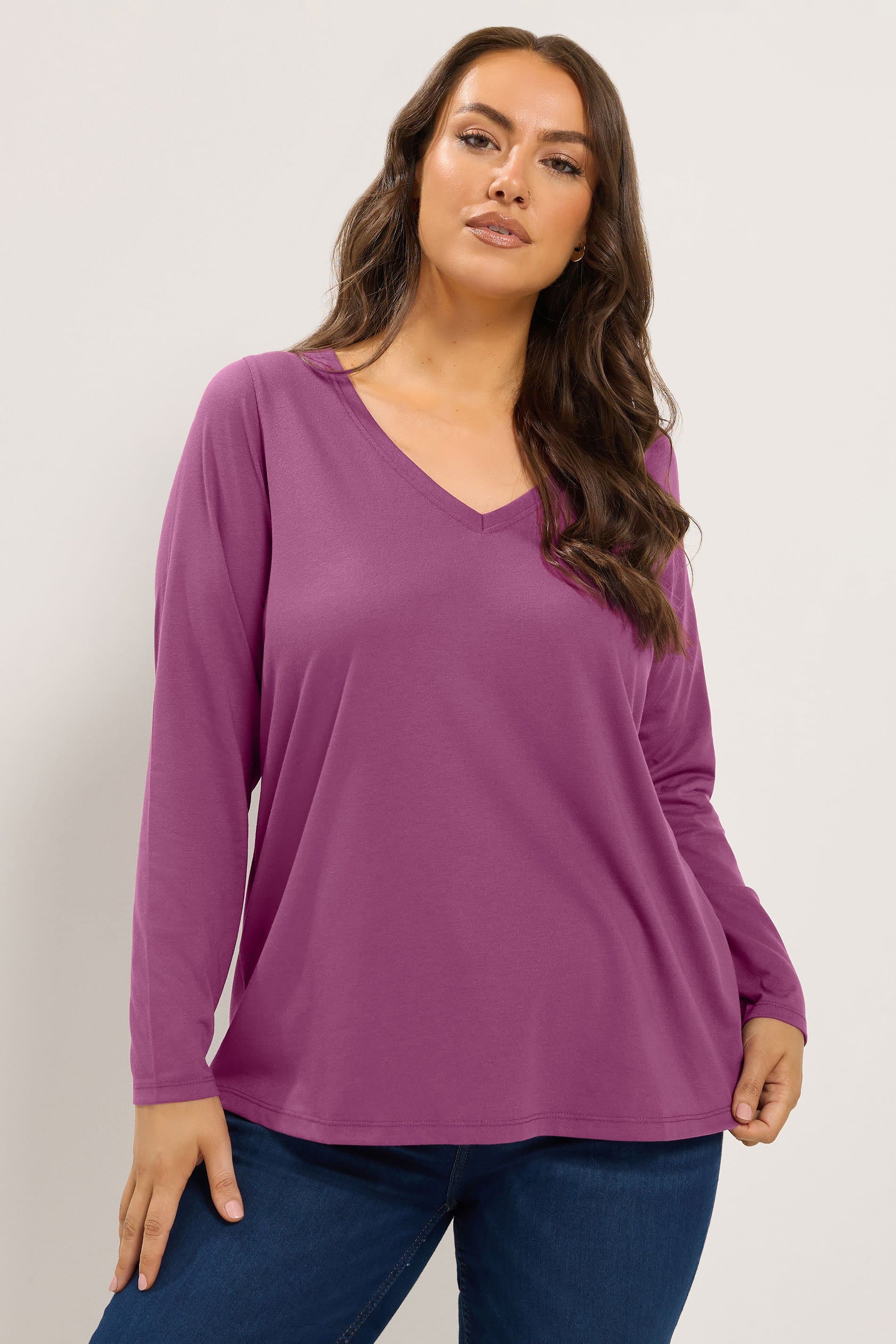 Yours Plus Size Purple Core Basic Long Sleeve Top