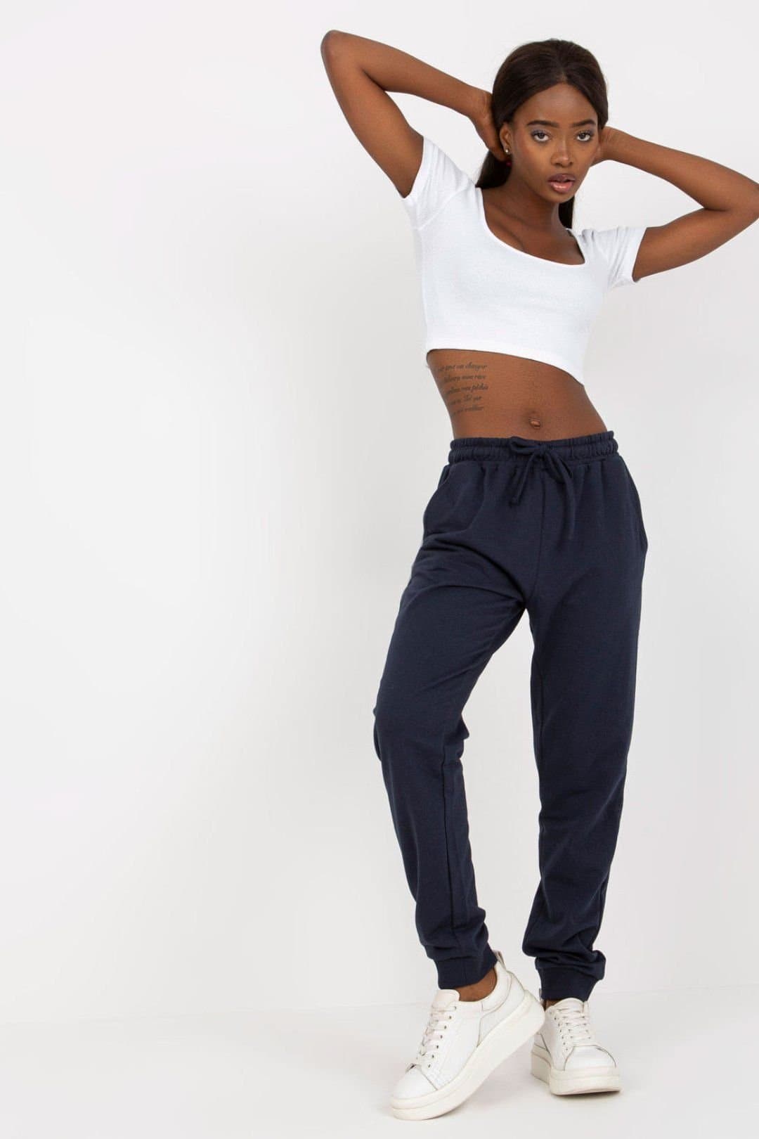 Love Lace Love Lace Women's High Waist Sweatpants with Tie Waist in Blue