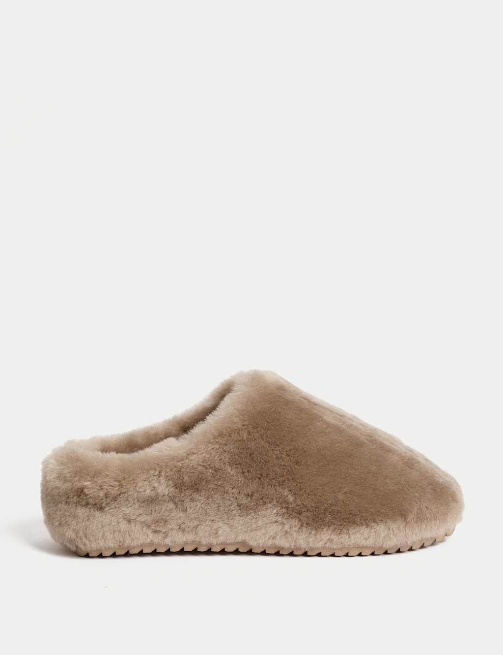 Marks & Spencer M&S Leather Shearling Mule Slippers Mink - 1
