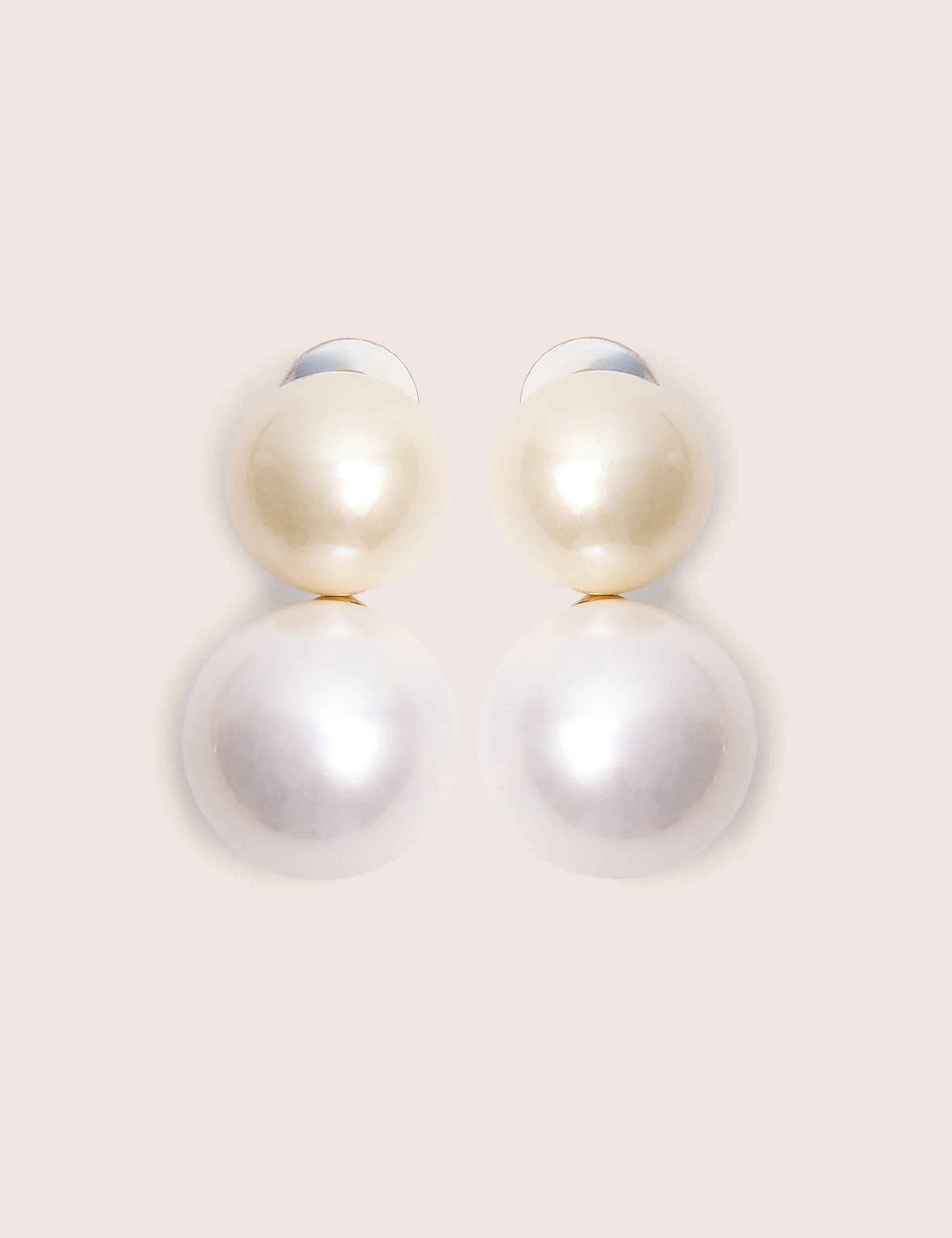 Public Desire Public Desire UK Double Pearl Drop Stud Earrings