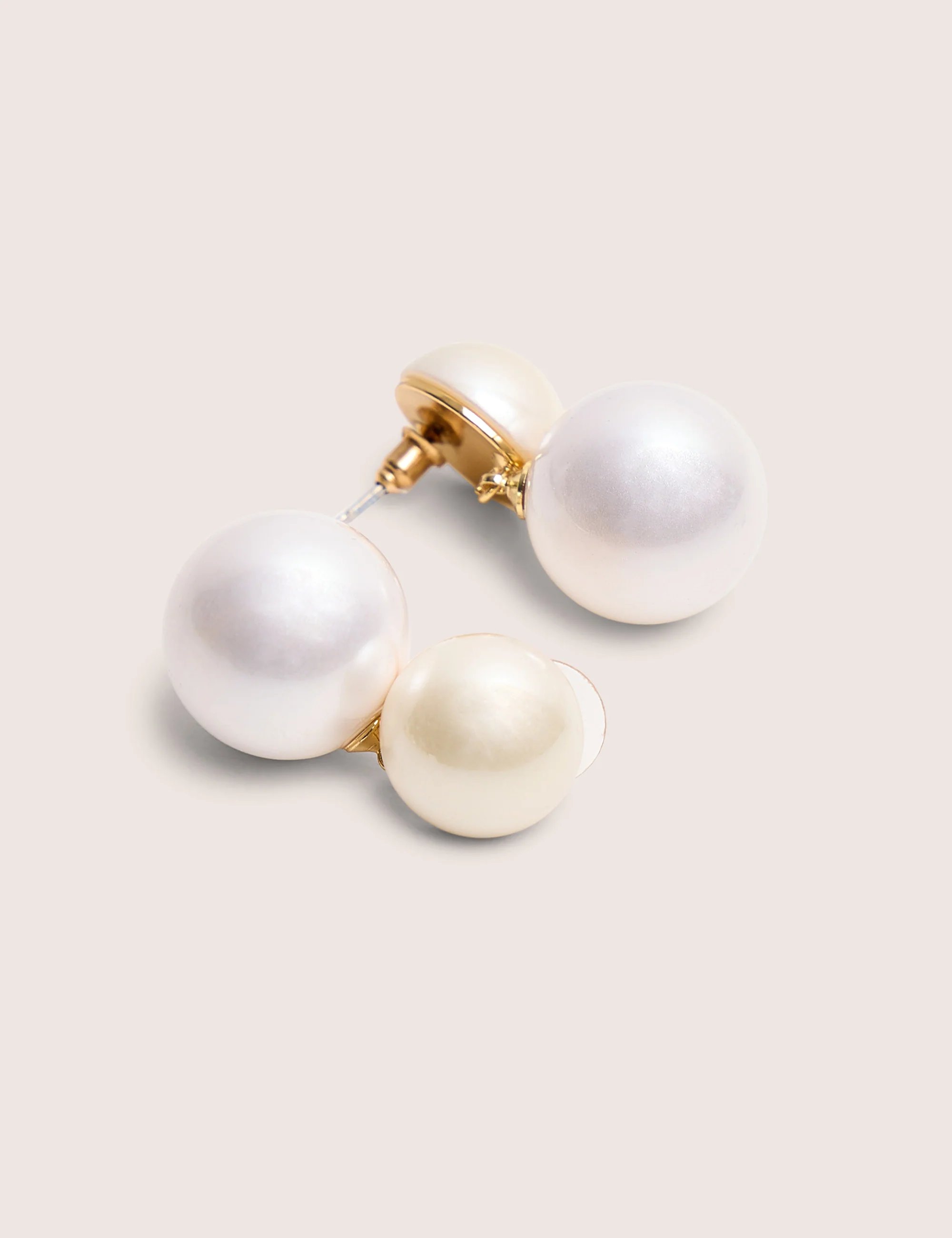 Public Desire Double Pearl Drop Stud Earrings White - 2