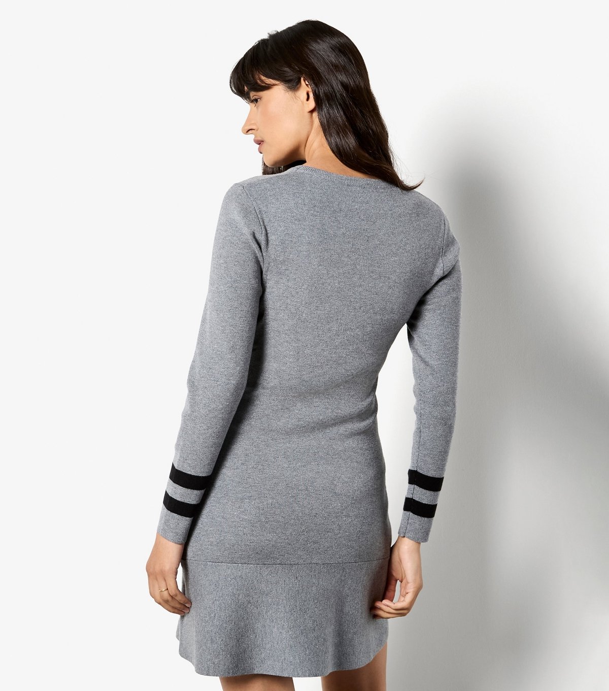 Apricot Women's Grey Stripe Cuff Long Sleeve Mini Dress Apricot New Look - 3