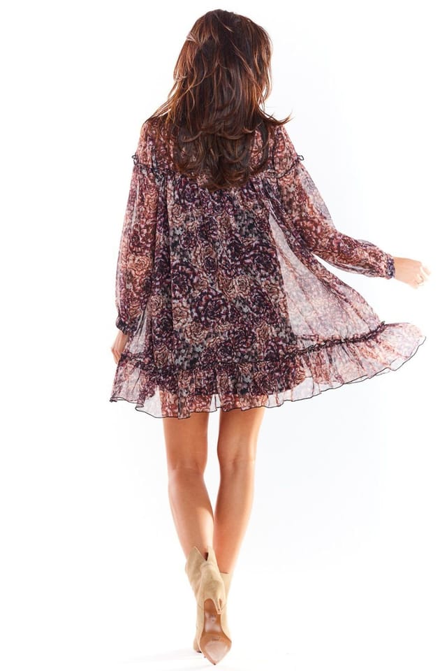 Love Lace Love Lace Women's Chiffon Mini Dress Long Sleeve Elastic Lining - 3