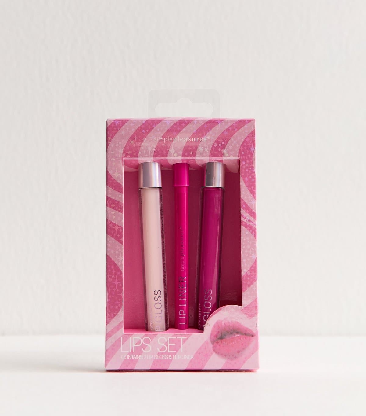 New Look Pack Of 3 Pink Lip Gloss and Lip Liner Set New Look