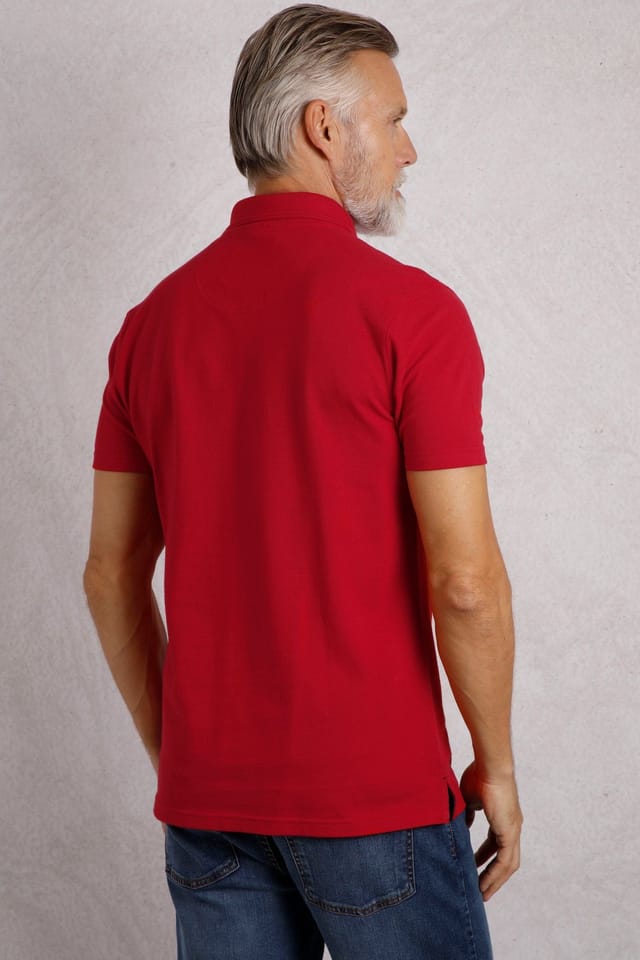 Weird Fish Weird Fish Men's Miles Pique Polo Shirt in Scarlet - 3