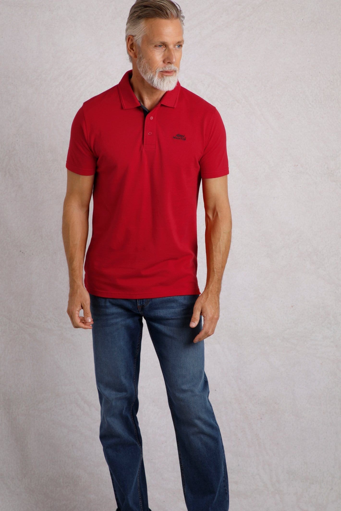Weird Fish Weird Fish Men's Miles Pique Polo Shirt in Scarlet - 4