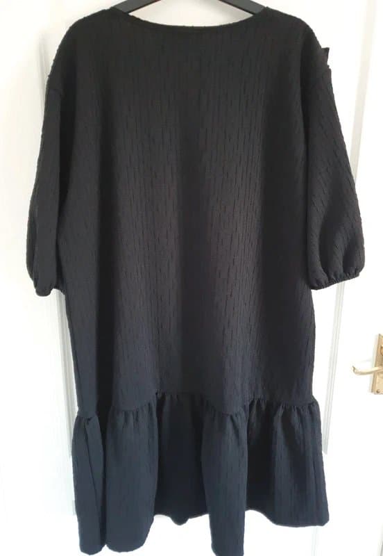 ASOS Design Asos Design Black Frill V Neck Mini Dress In Black Size 10uk