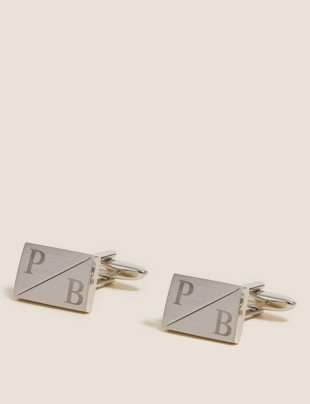 Marks & Spencer M&S Personalised Initals Cufflinks Silver