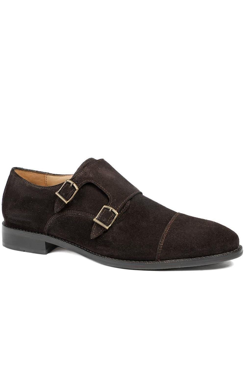 Jones Bootmaker Jones Bootmaker Men's Nathaniel Leather Double Monk Shoes in Dark Brown