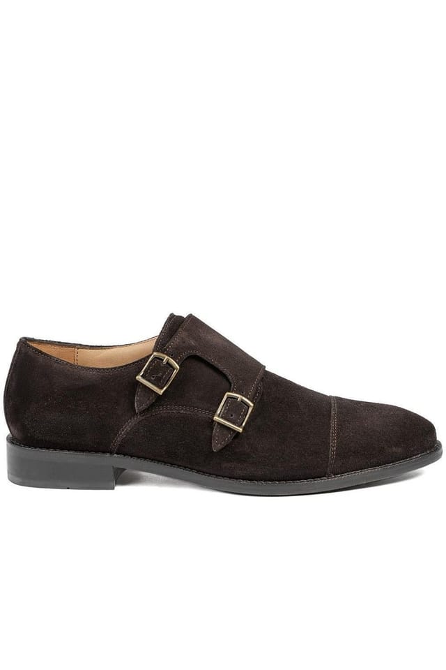 Jones Bootmaker Jones Bootmaker Men's Nathaniel Leather Double Monk Shoes in Dark Brown - 2