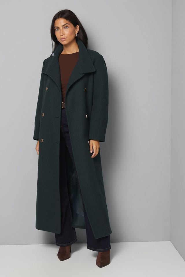 Wallis Wallis Women's Funnel Neck Coat in Green - 2