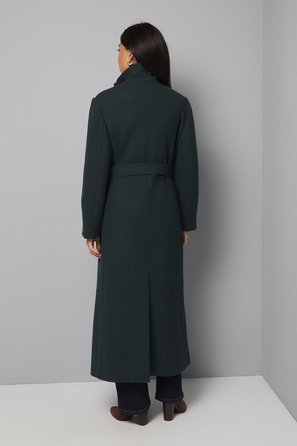 Wallis Wallis Women's Funnel Neck Coat in Green - 3