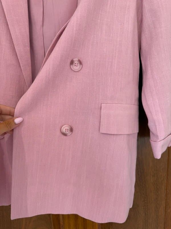 Stradivarius Stradivarius Linen Look Pink Blazer Size M