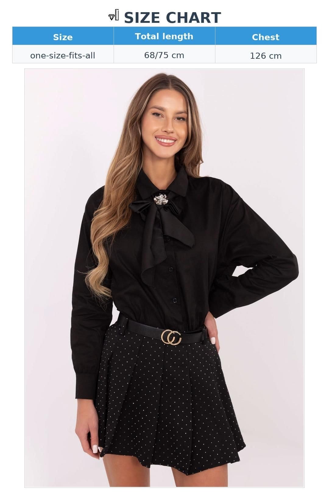 Love Lace Love Lace Women's Long Sleeve Cotton Shirt with Scarf in Black - 4