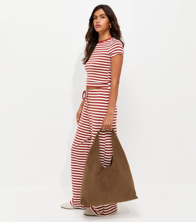 New Look Women's Red Striped Cropped Baby Tee T-Shirt New Look - 3
