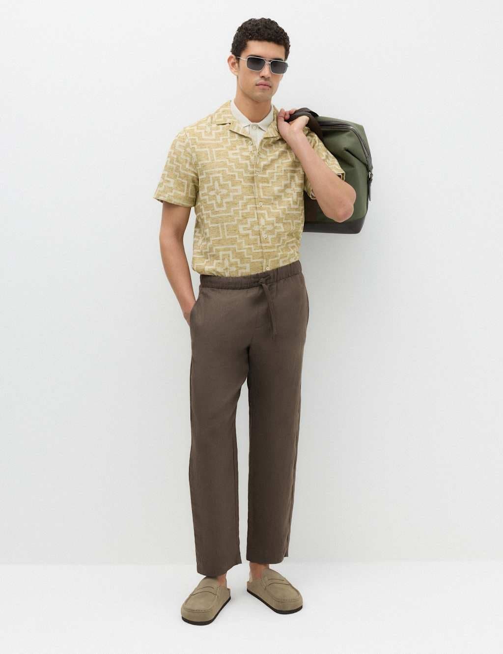 Marks & Spencer M&S Mole Pure Linen Loose Fit Trousers
