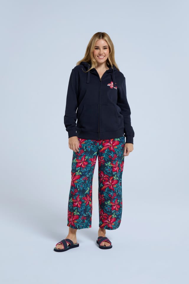 Animal Animal Women's 'Maya' Stylish Cotton Graphic Hoodie Lightweight Full Zip Sweatshirt in Navy - 3