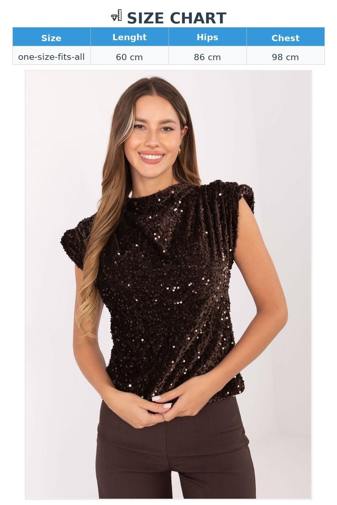 Love Lace Love Lace Women's Sparkling Sequined Sleeveless Blouse in Brown - 4