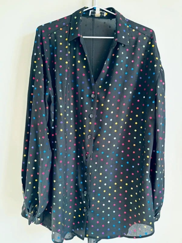 Never Fully Dressed Black & Multi Polka Dot Chiffon Shirt