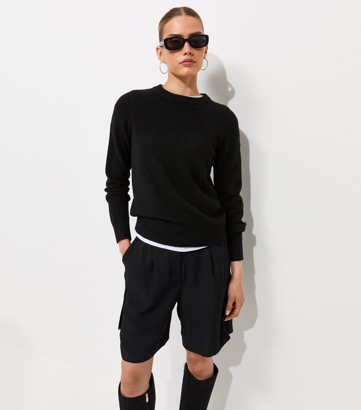 New Look Women's Black Knitted Crew Neck Jumper New Look