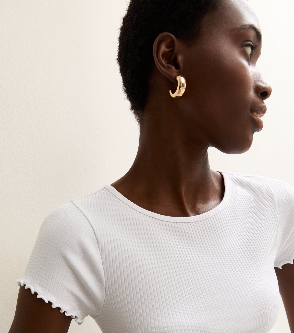 New Look Women's Tall White Ribbed Babylock T-Shirt New Look - 2