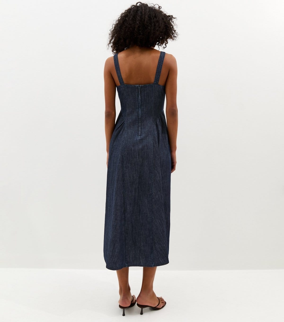 New Look Women's Navy Denim Square Neck Midi Dress New Look - 4