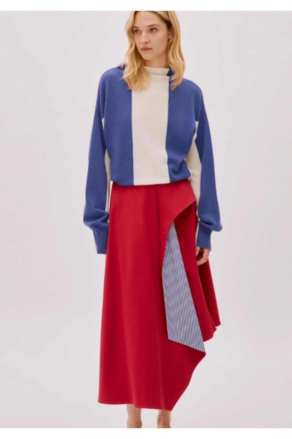 Labeca Labeca Women's Kayra Cotton Striped Skirt in Red