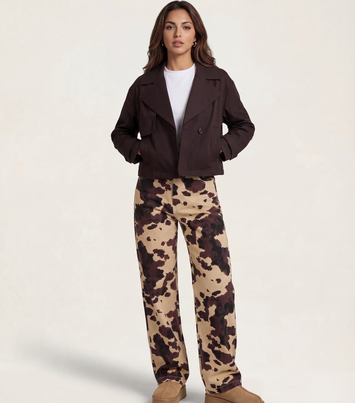 Urban Bliss Women's Brown Cropped Trench Coat Urban Bliss New Look