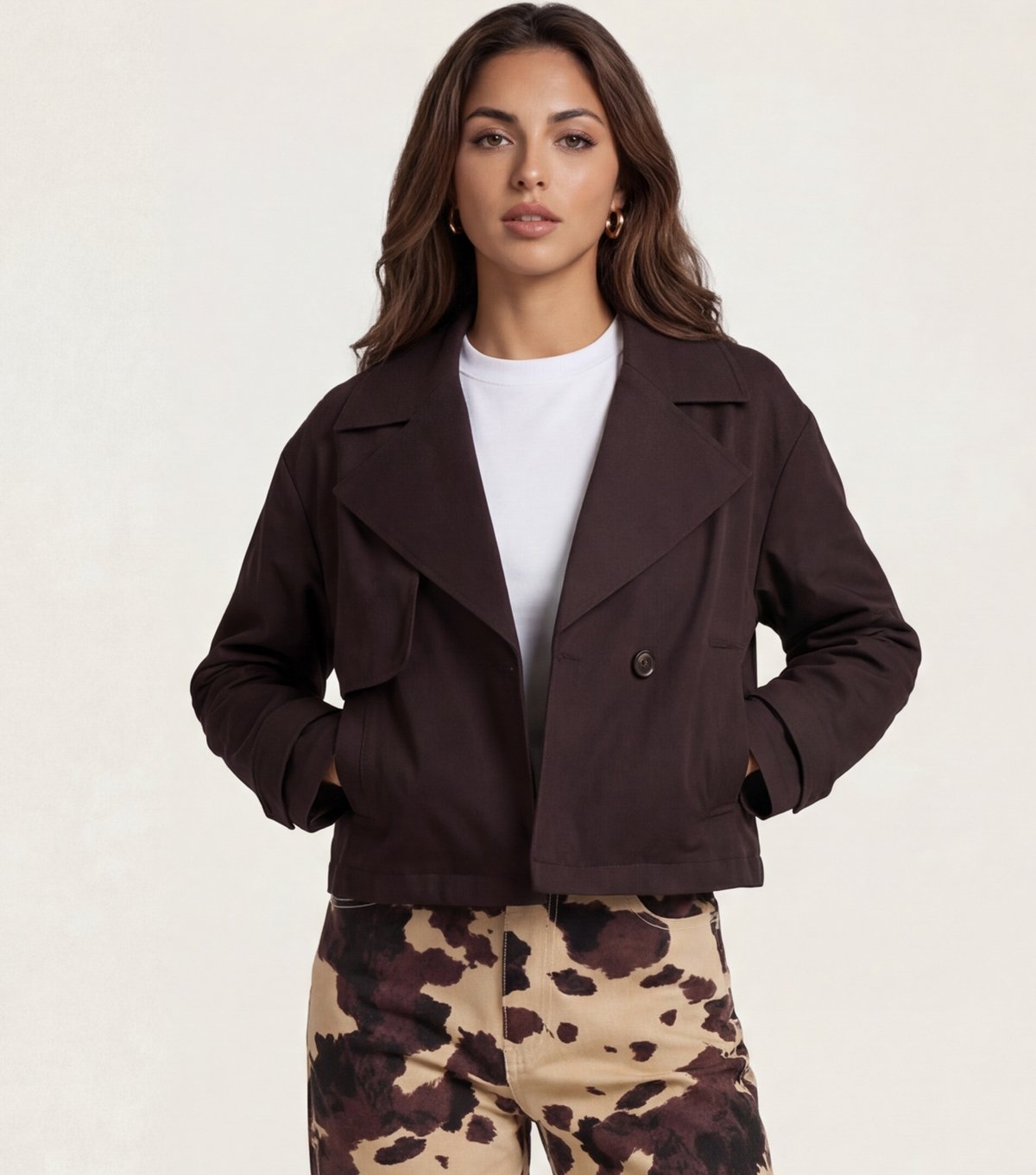 Urban Bliss Women's Brown Cropped Trench Coat Urban Bliss New Look - 4