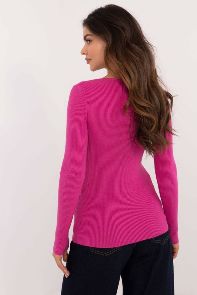 Love Lace Love Lace Women's Casual Ribbed Button Front Sweater in Pink - 3