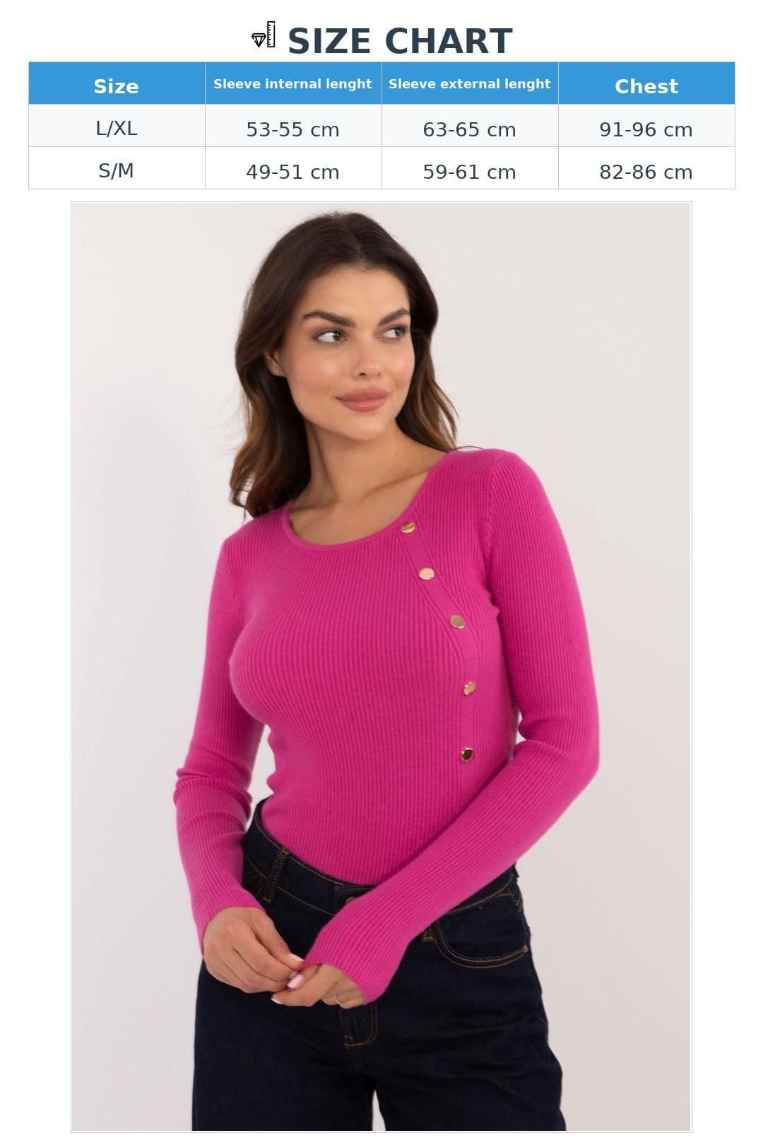 Love Lace Love Lace Women's Casual Ribbed Button Front Sweater in Pink - 4