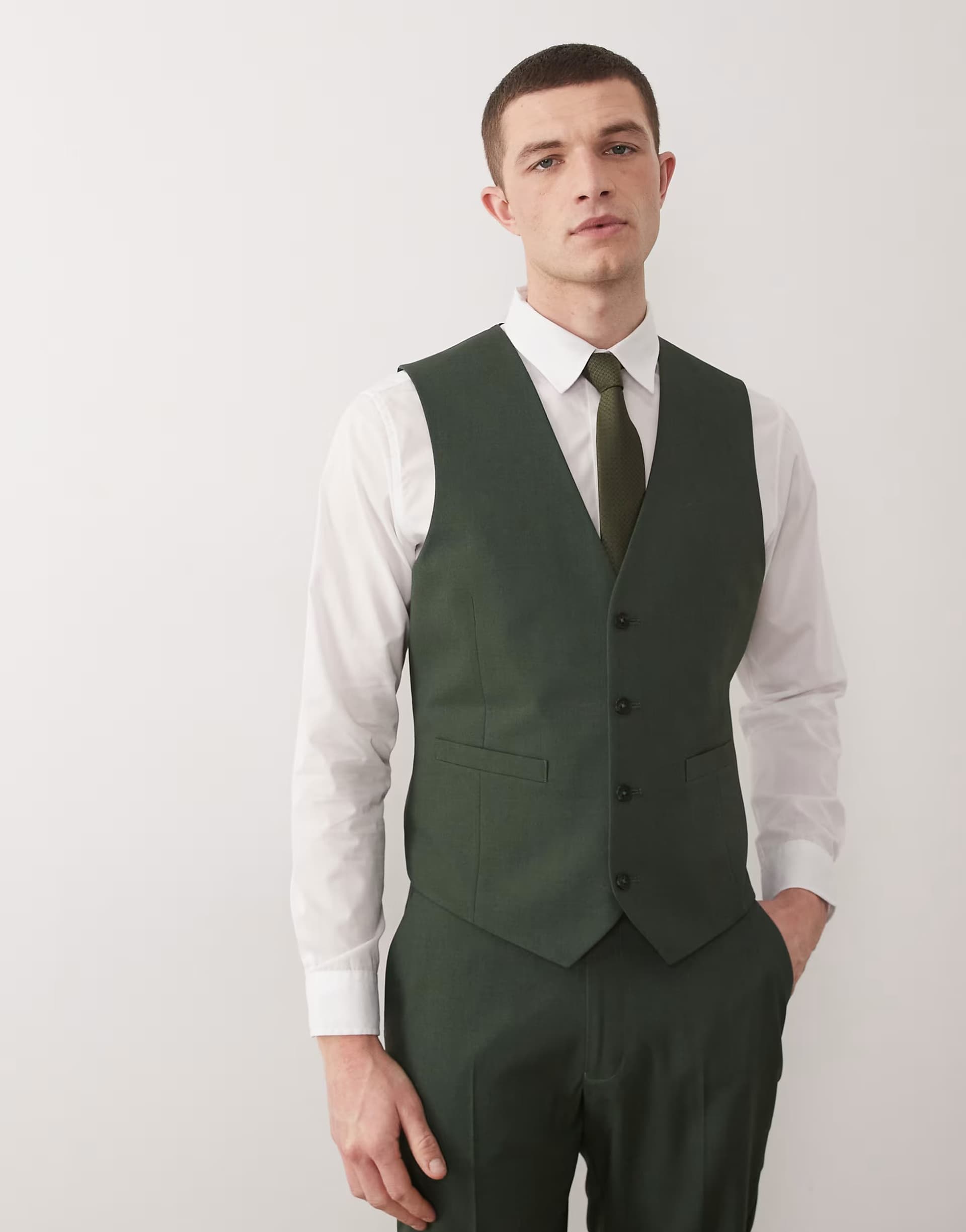 ASOS ASOS DESIGN Dark Green Slim Suit Waistcoat
