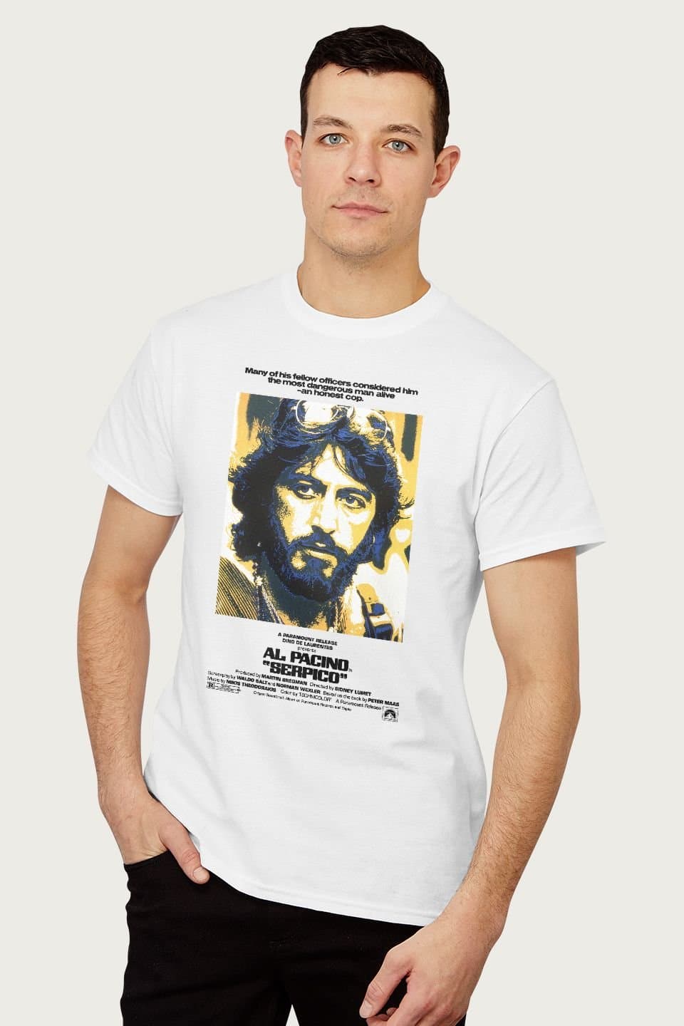 Serpico Serpico Men's The Most Dangerous Man Alive An Honest Cop T-Shirt in White