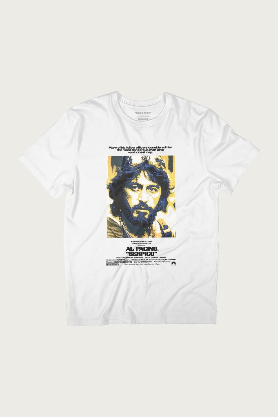 Serpico Serpico Men's The Most Dangerous Man Alive An Honest Cop T-Shirt in White - 2