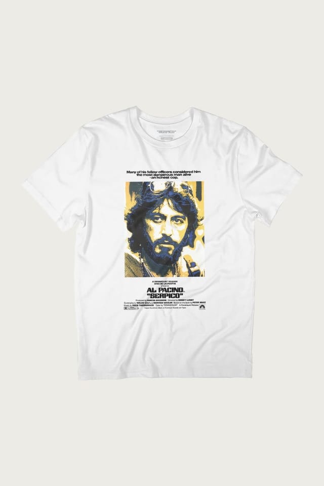 Serpico Serpico Men's The Most Dangerous Man Alive An Honest Cop T-Shirt in White - 2