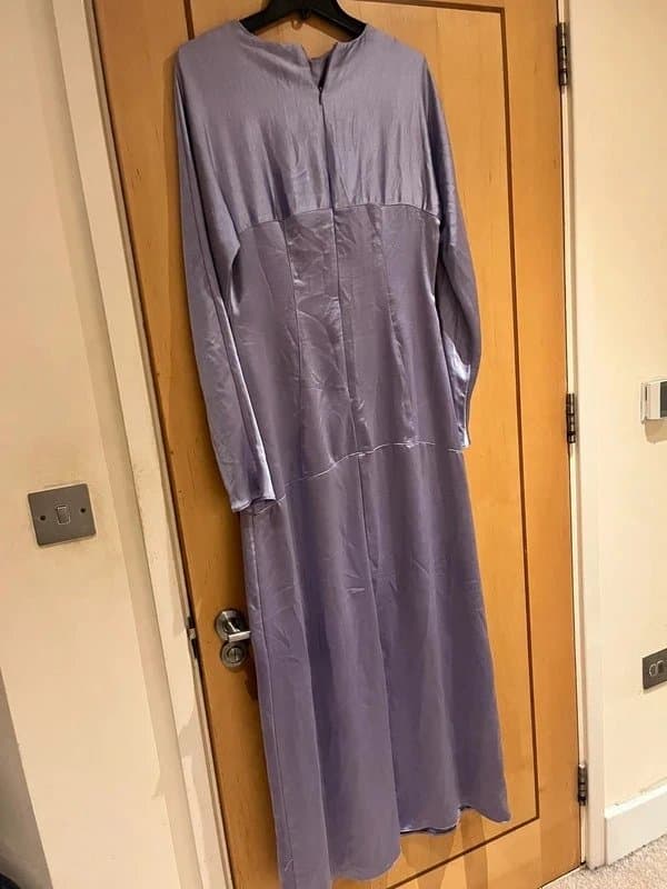 ASOS Design ASOS satin lilac maxi dress long sleeve elegant modest occasion dress UK 12-14