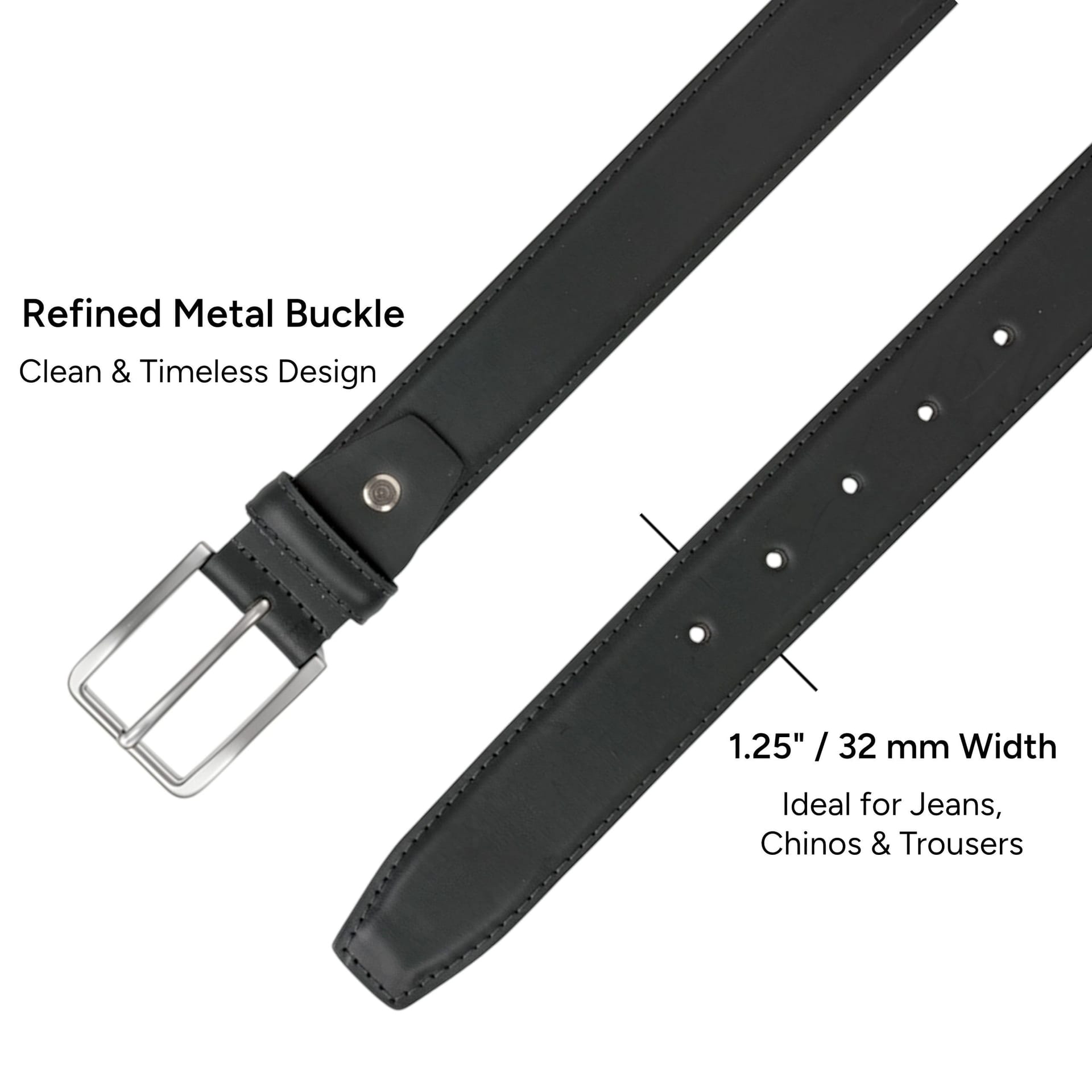 Woodland Leathers Woodland Leathers Men's Men's Genuine Leather Smart Casual Belt in Black - 4