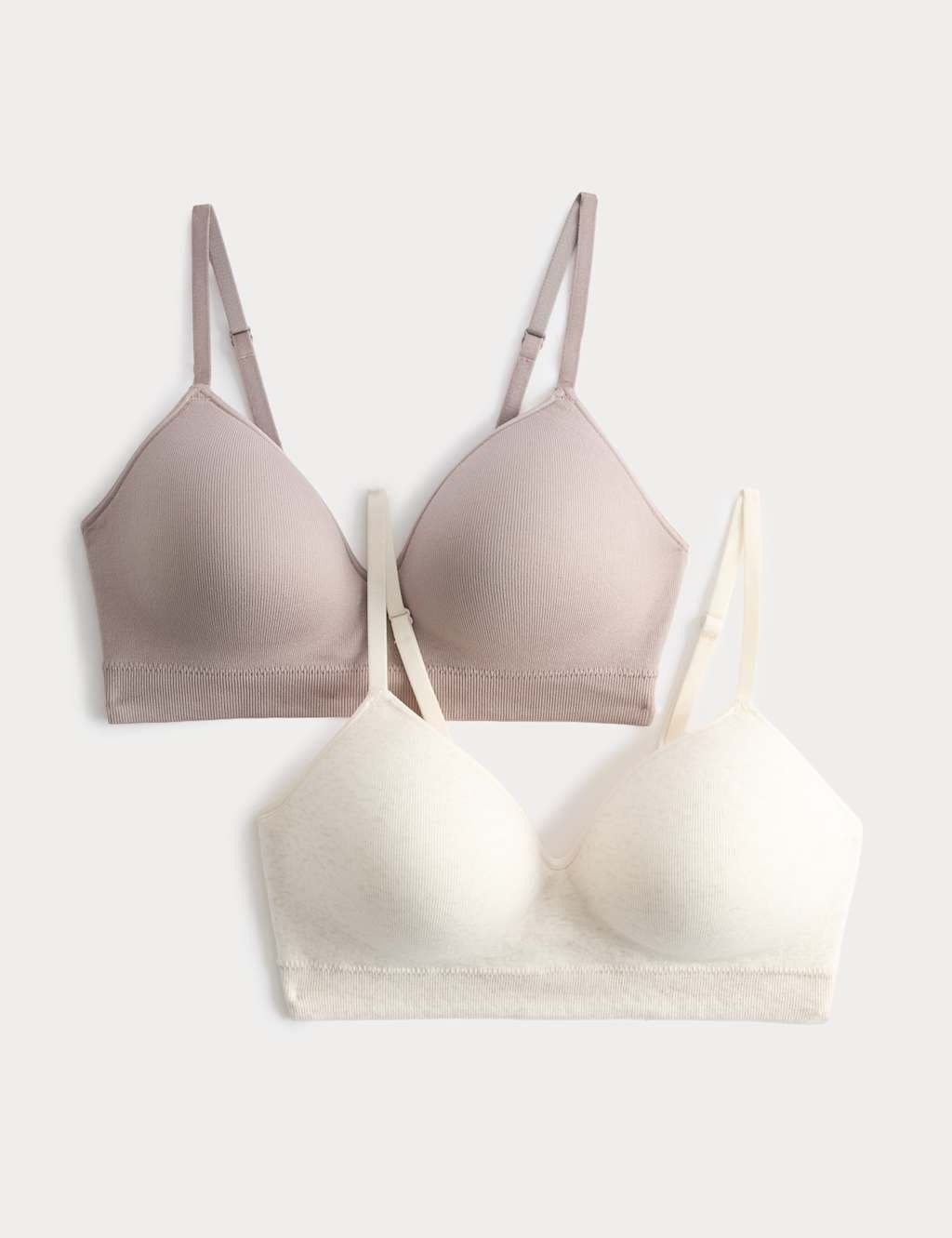 Marks & Spencer M&S 2 Pack Seamless Non Wired Full Cup Bras Oatmeal Mix