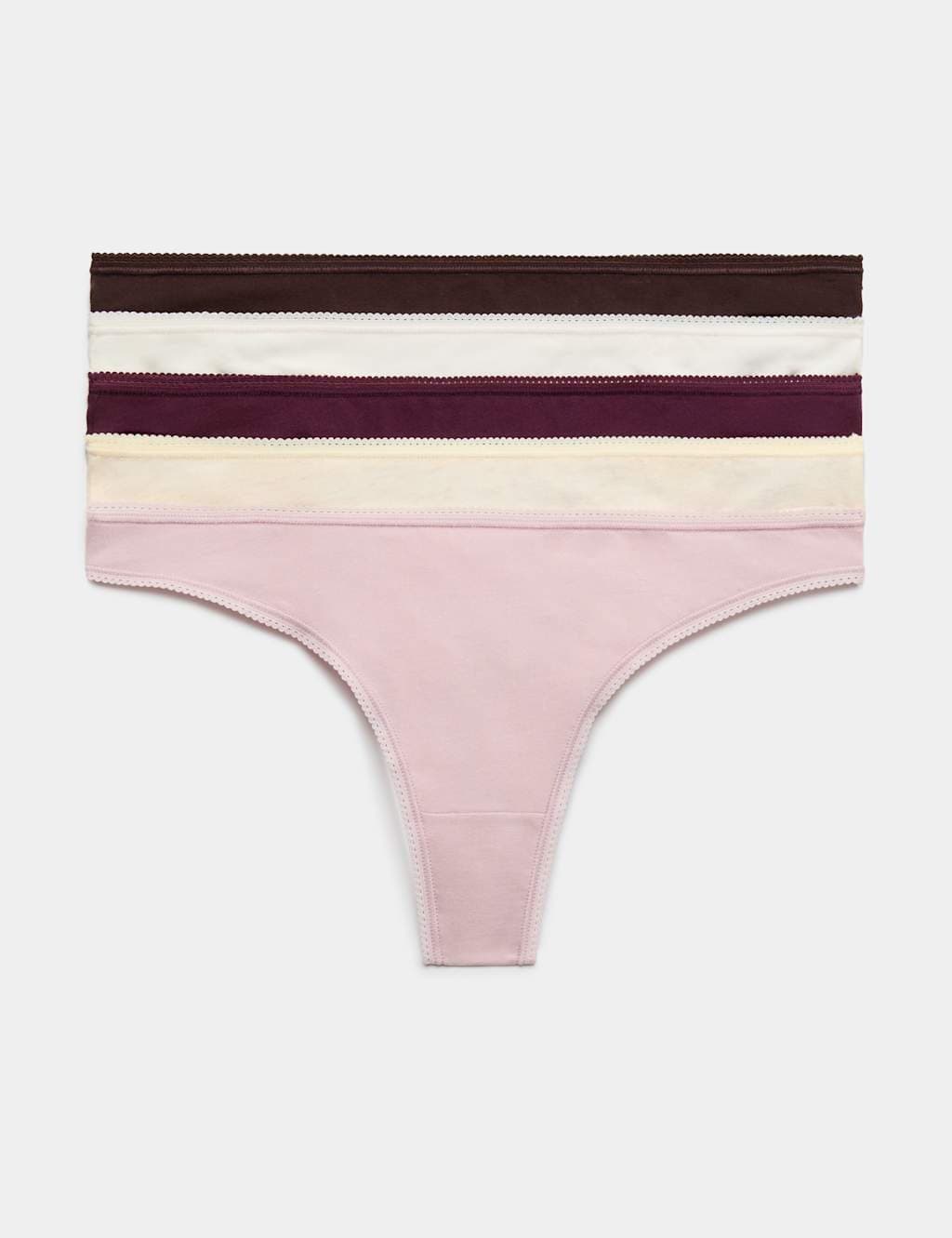 Marks & Spencer M&S 5 Pack Cotton Lycra® Thongs Bitter Chocolate
