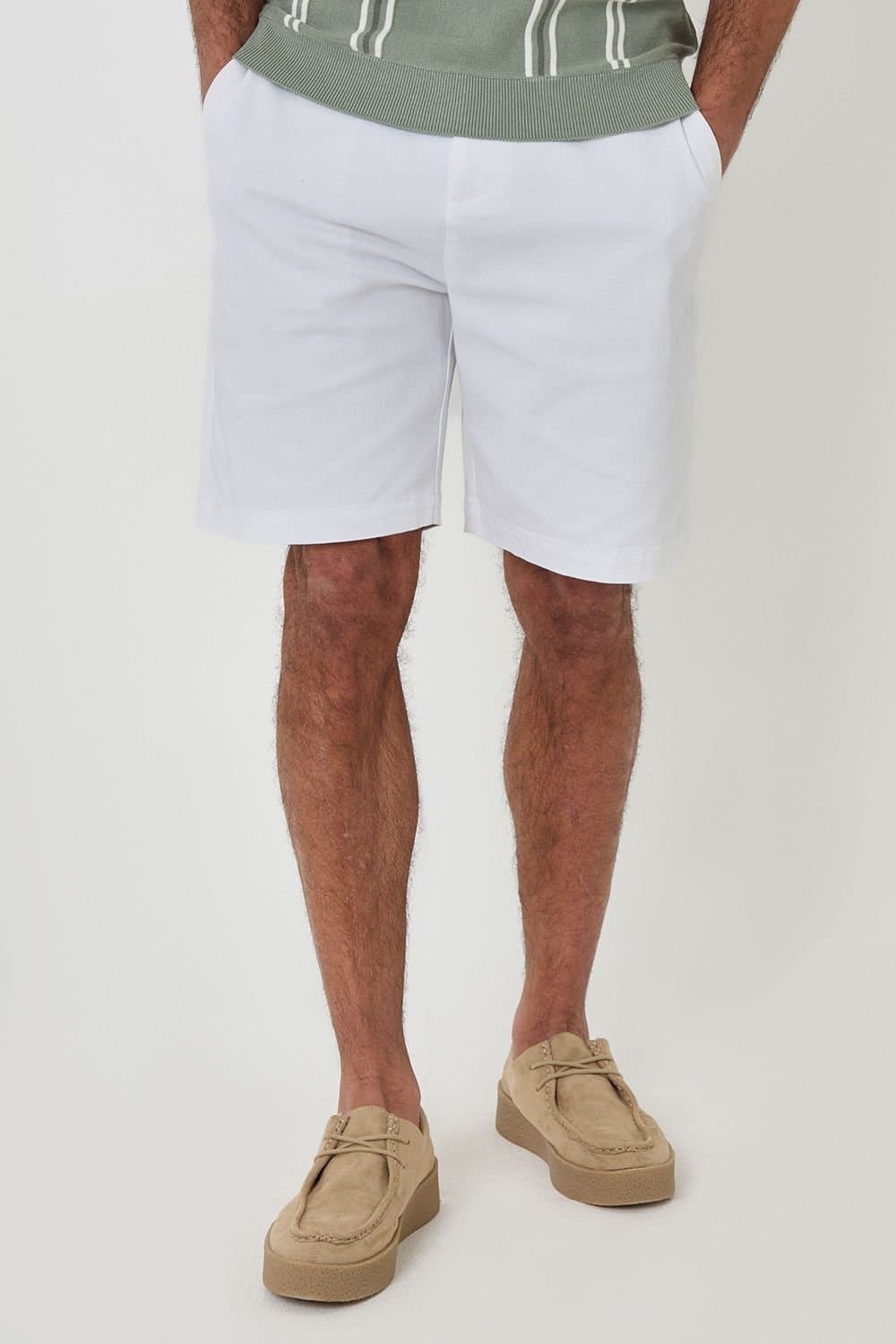 Threadbare threadbare Men's Cotton 3 Pocket Stretch Chino Shorts in White