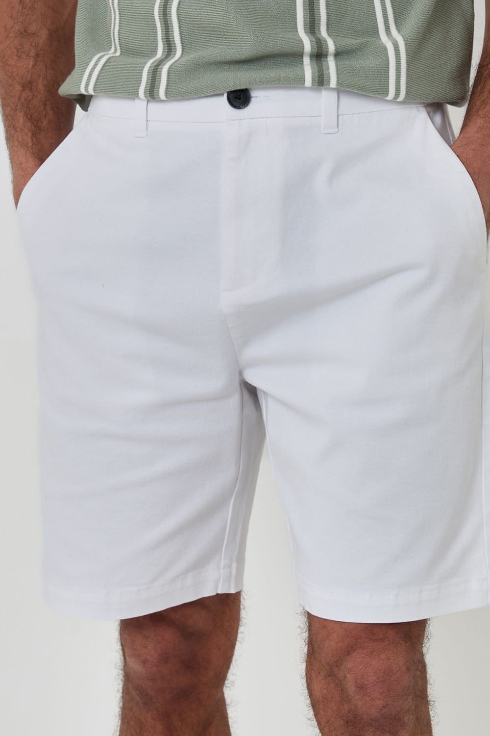 Threadbare threadbare Men's Cotton 3 Pocket Stretch Chino Shorts in White - 4