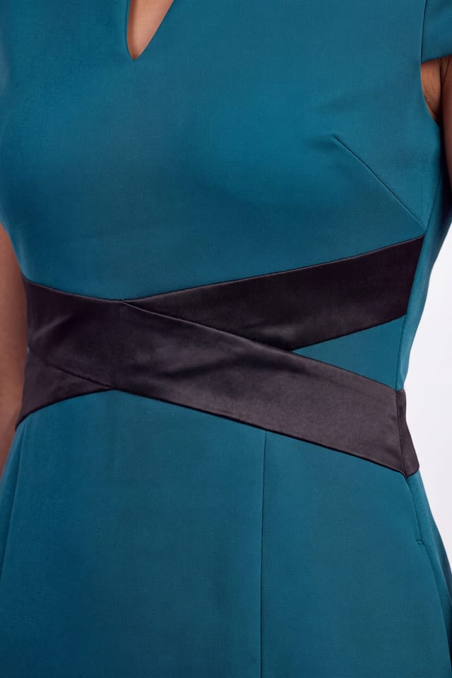 Wallis Wallis Women's Petite Scuba Crepe Wrap Waist Midi Dress in Green - 3