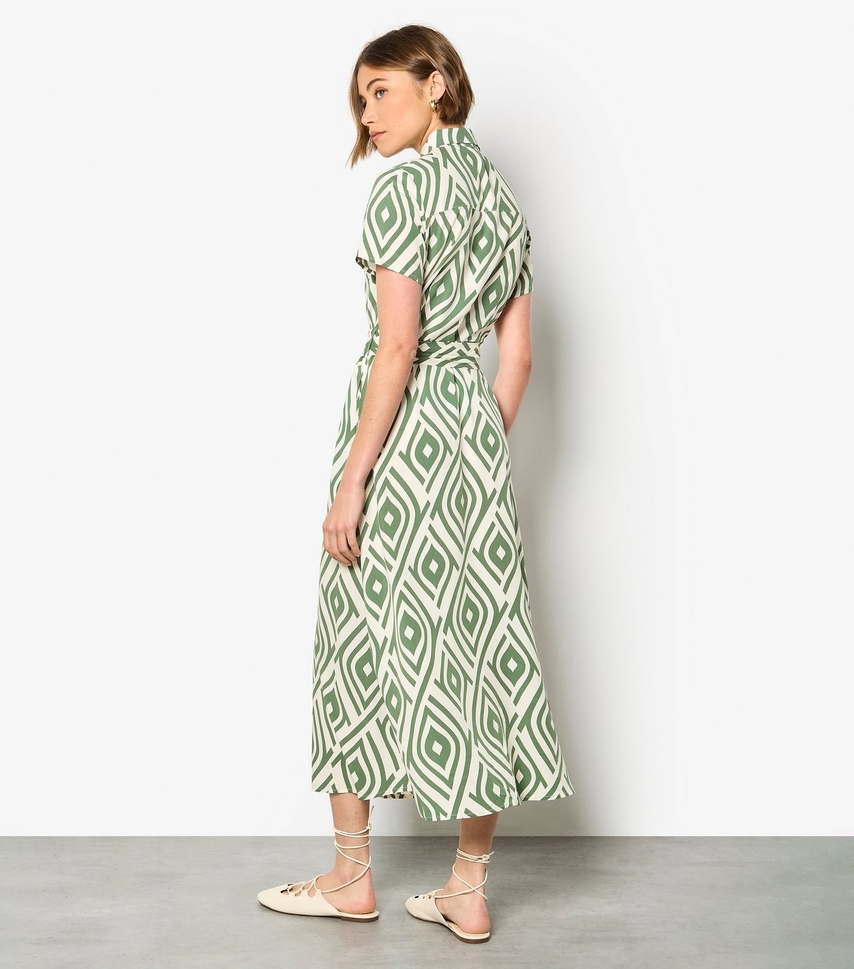 Apricot Women's Green Teardrop Print Midi Shirt Dress Apricot New Look - 2